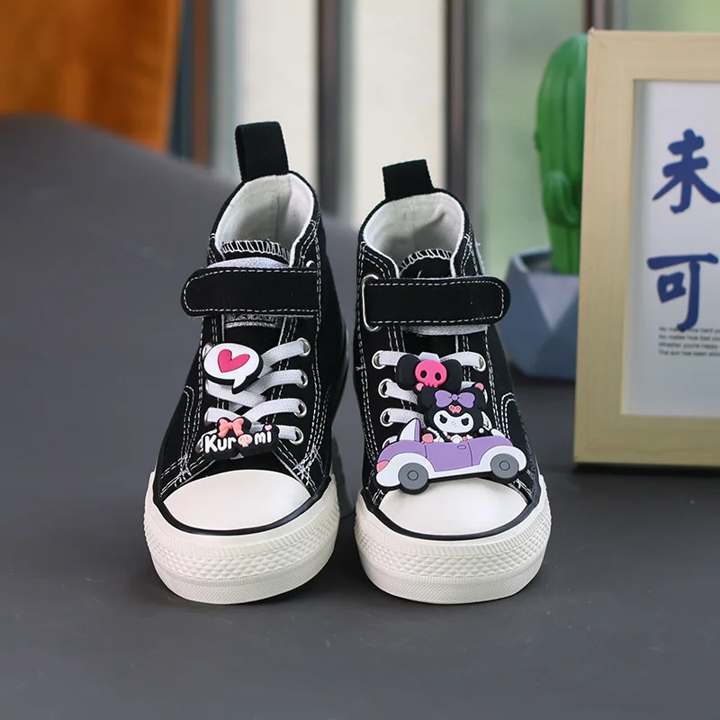 Kuromi Hello Kitty Anime Kawaii Sanrio Princess Shoes Fashion Cute Cartoon My Melody bambini Casual Board scarpe di tela regalo per bambini