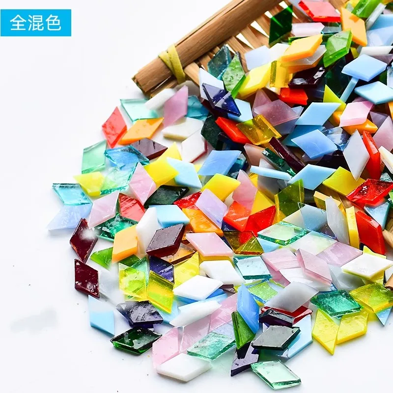

200g Diamond Shape Mosaic Mica Stained Glass Mosaic Tiles Making Tiles for Puzzle Art Wall Decoration Supplies DIY Art Crafts