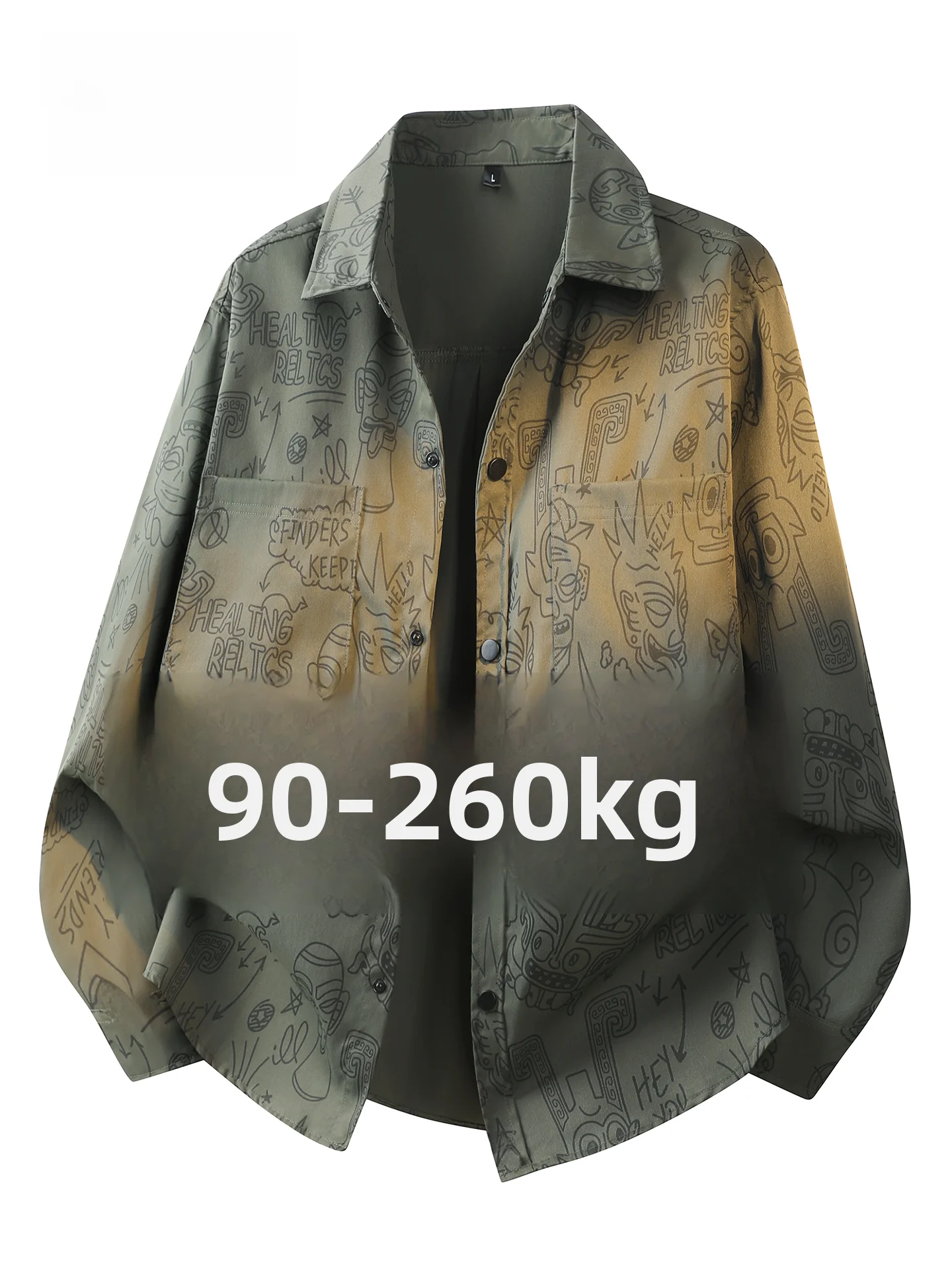 

Mo Cha Trendy Large Size Men's irt Loose Fit fiti Oversized Casual Haome Button up Polyester Fiber Spring Autumn