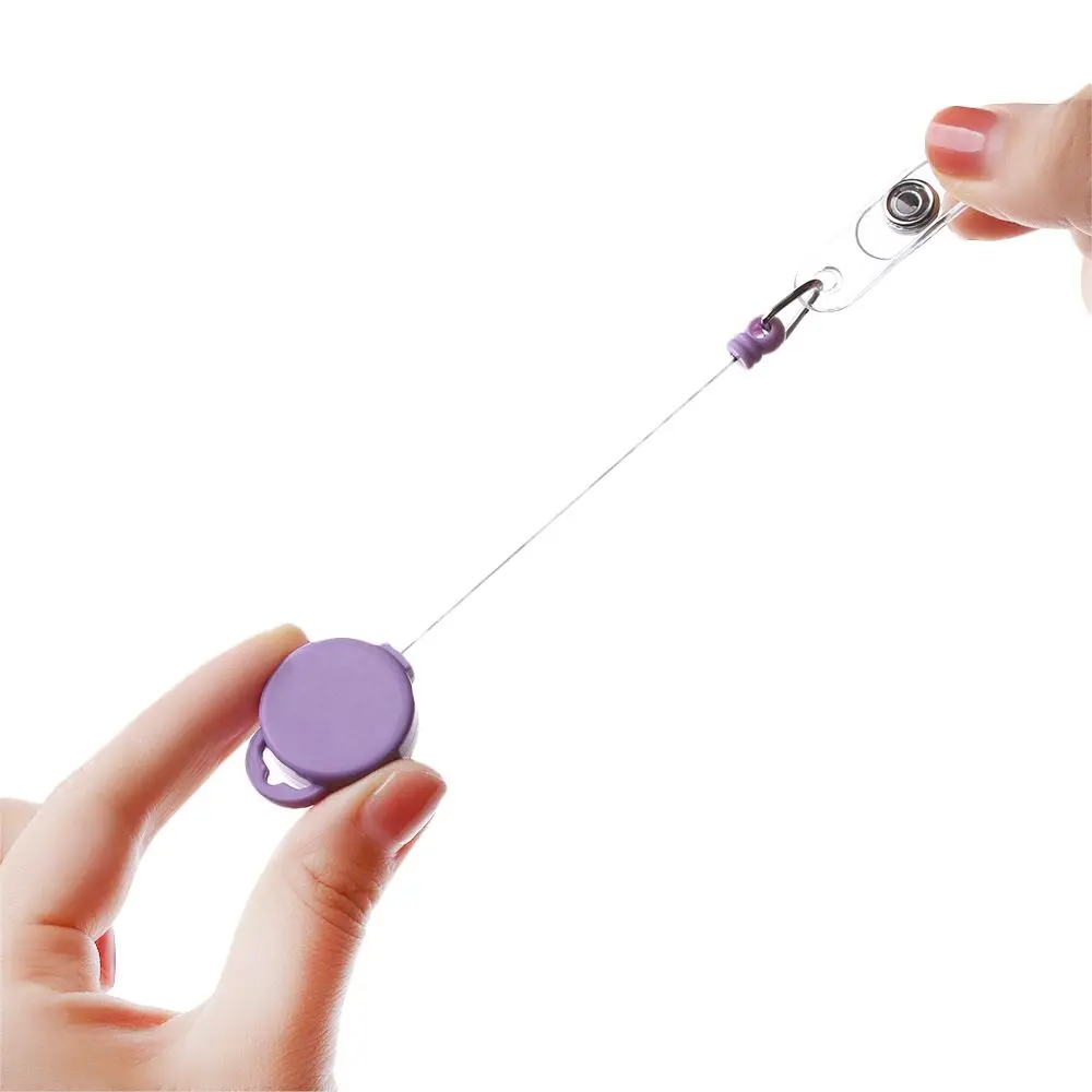 

1pc Fashion Durable Stationery Clip ID Name Card Badge Holder Lanyards Retractable Key Ring