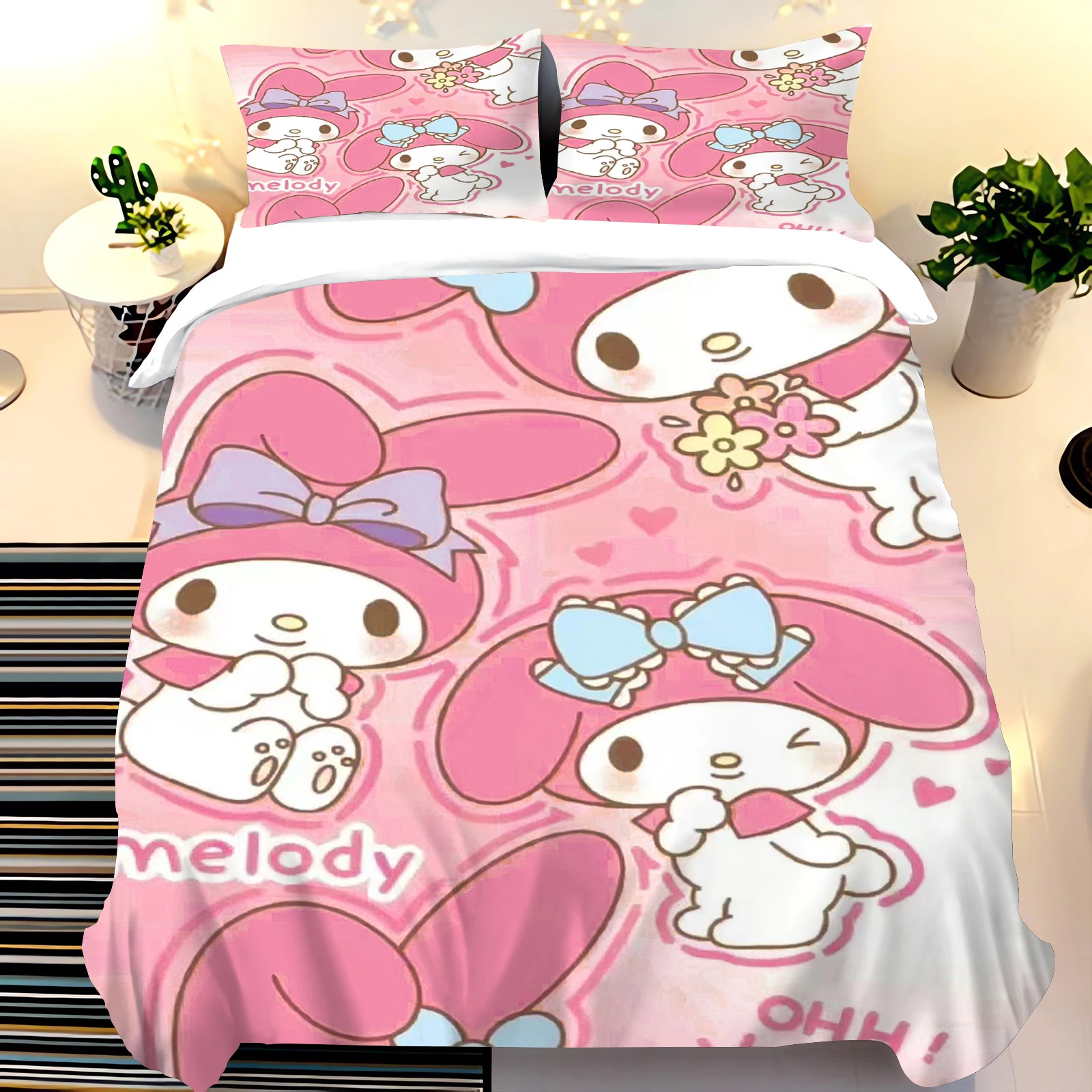 Bettwäsche-Set My Melody Bettbezug, Teenager-Schlafzimmer, 100 % Polyester, Dekor, ultraweich, bequem, Kinderzimmer, neu, verschiedene Größen