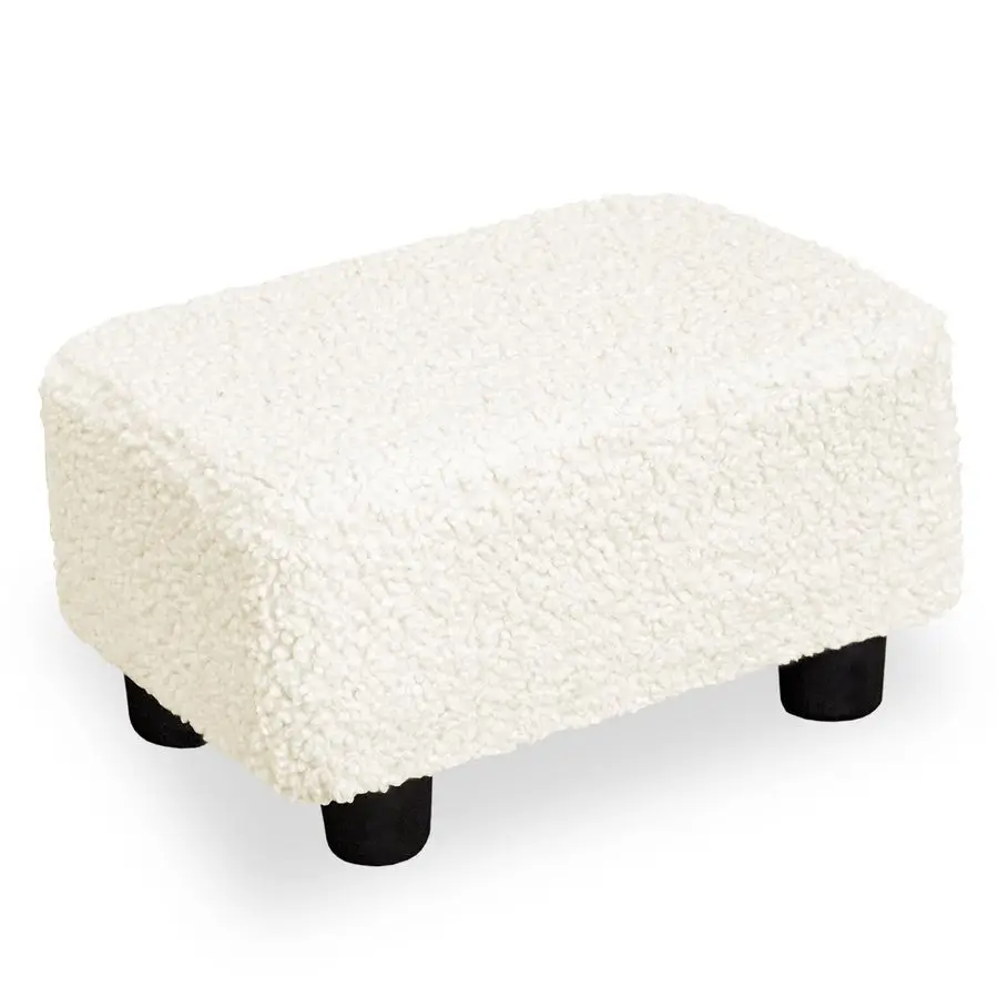 

Small Foot Stool Ottoman Footstool with Legs Under Desk Footrest for Living Room Bedroom and Office, Soft Ivory White