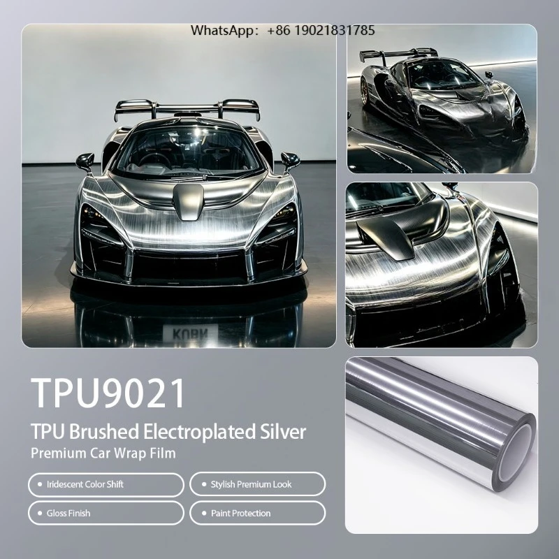 TPU Brushed Electroplated Silver Color PPF Self-Healing Wet Application Full Car Wrap All Vehicle Models Racing Car Wrap