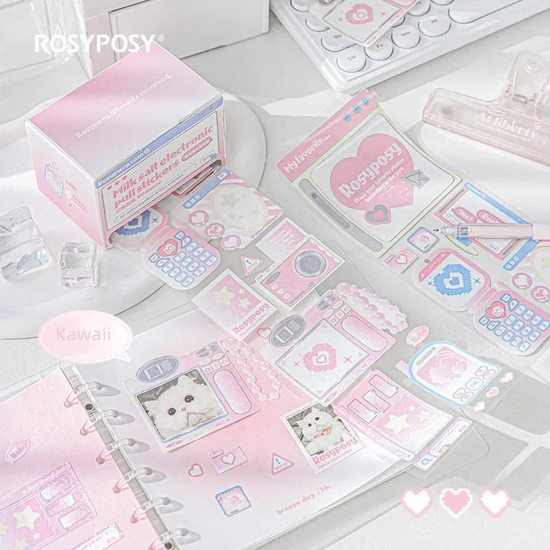 Imagem -04 - Adesivo Bonito Adorável Estilo Americano Brilhante Adesivo Faça Você Mesmo Decorativo Scrapbook Adesivo Kawaii Papelaria Diário Estudante Suprimentos