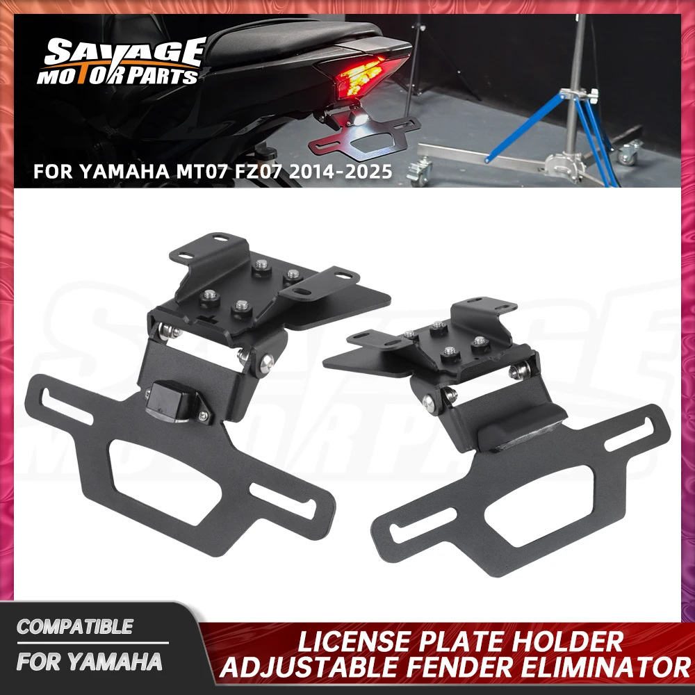 

For YAMAHA MT07 2024 Adjustable License Plate Bracket FZ-07 MT-07 Motorcycle Hidden Tail Bracket LED Light Fender Eliminator