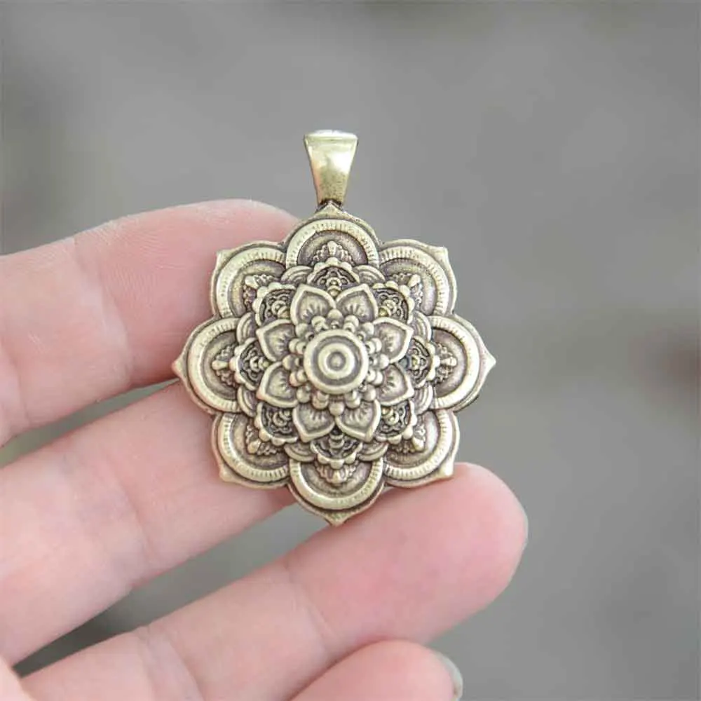 Retro OM Yoga Lotus Mandala Pendant Necklace For Women Jewelry Gift