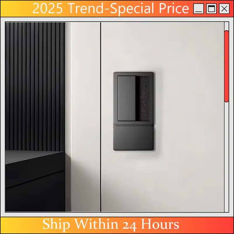 CHYY Top Minimalist Flat Lock  Embedded Single Tongue Magnetic Door Lock Indoor Bedroom Room  Key Black Door Handle