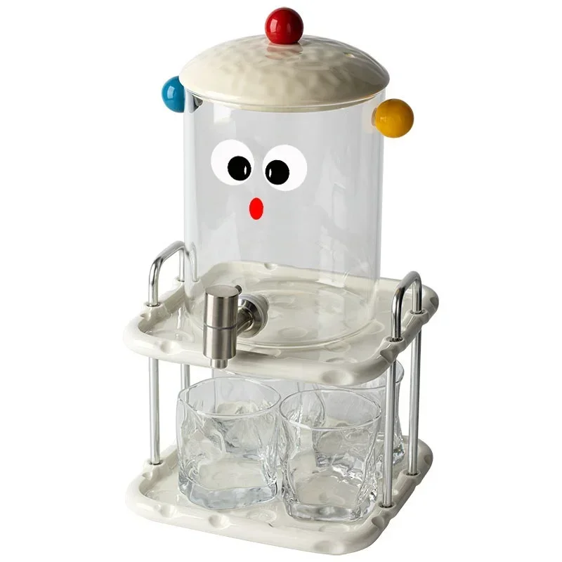 

Modern Large 1000ml Glass Teapot with Handle High Temperature Resistant for Household Fruit Tea Beverage Storage with Faucet