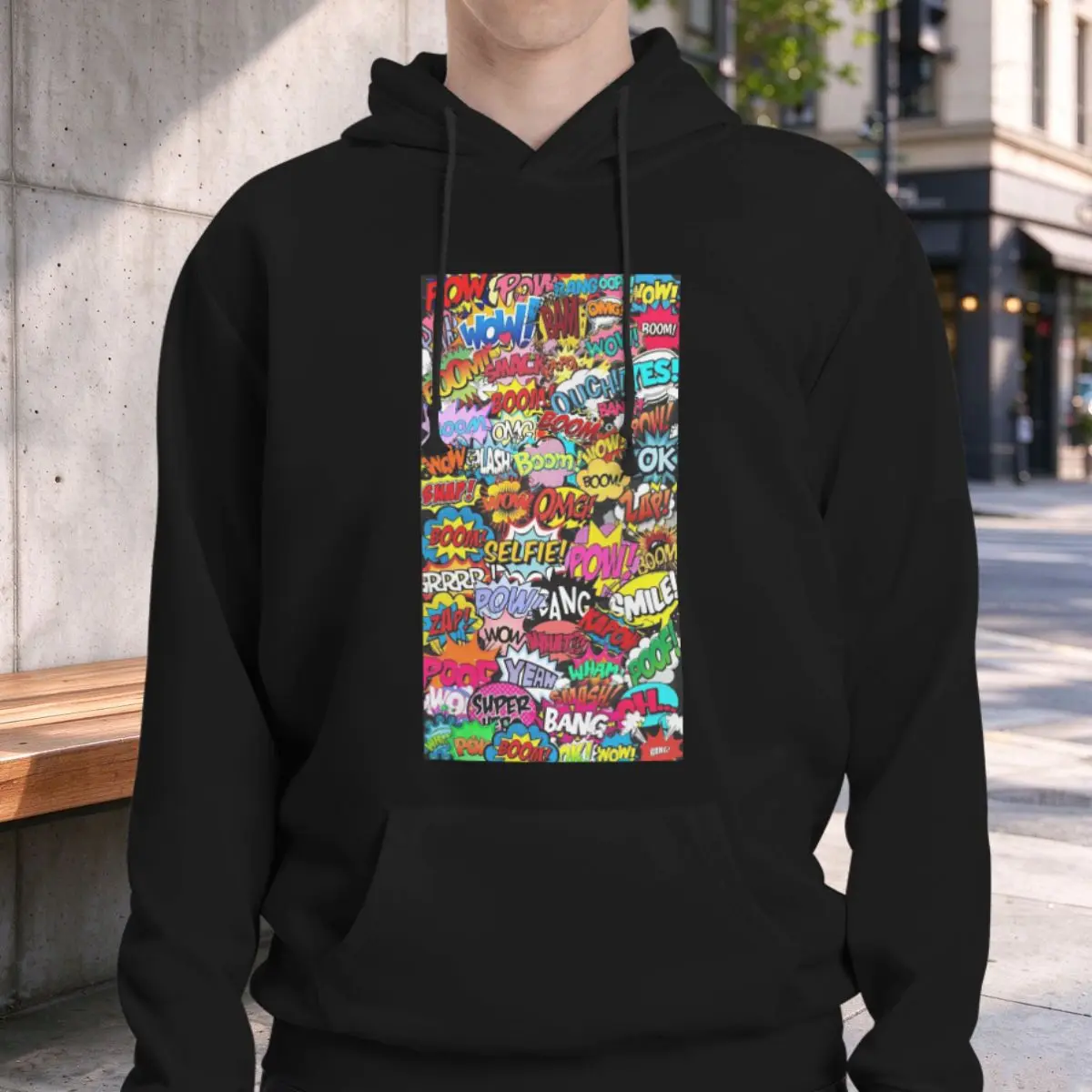 American Pop Comics Explosion Sticker Hoodies Men Women Casual Pullover Sweatshirt Fashion Long Sleeve Streetwear Autumn Winter