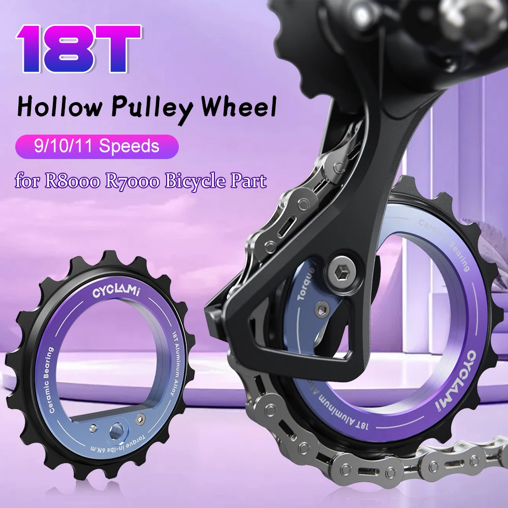 

18T Hollow Pulley Wheel 9/10/11 Speeds Bicycle Wheel Rear Derailleur Ceramic Pulley Bike Guide For R8000/7000 Road Bicycle Parts