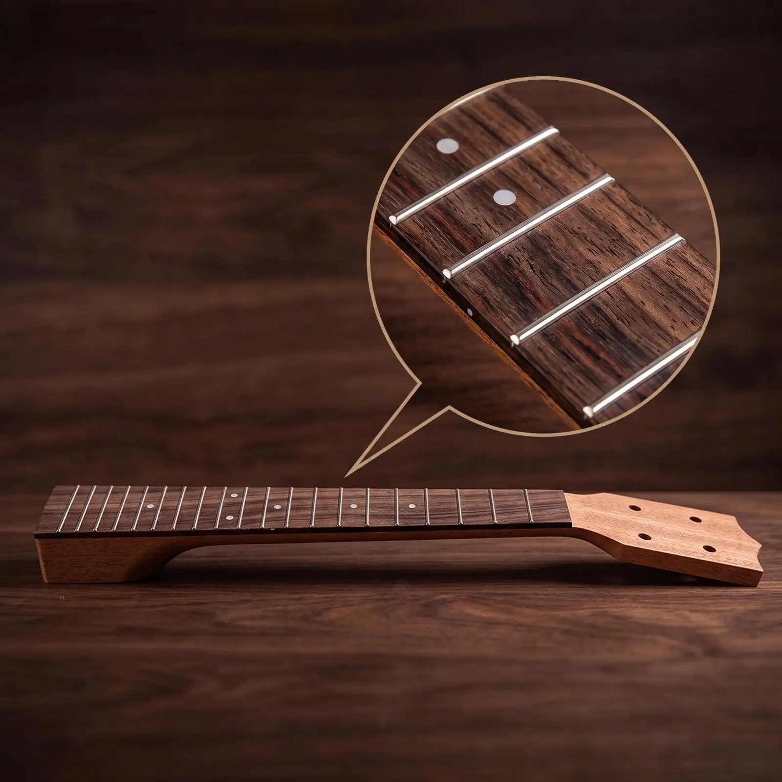 Dark Wood Ukulele Neck Fingerboard Combo for Adult Full Wood Custom Uke Repair Project Kit
