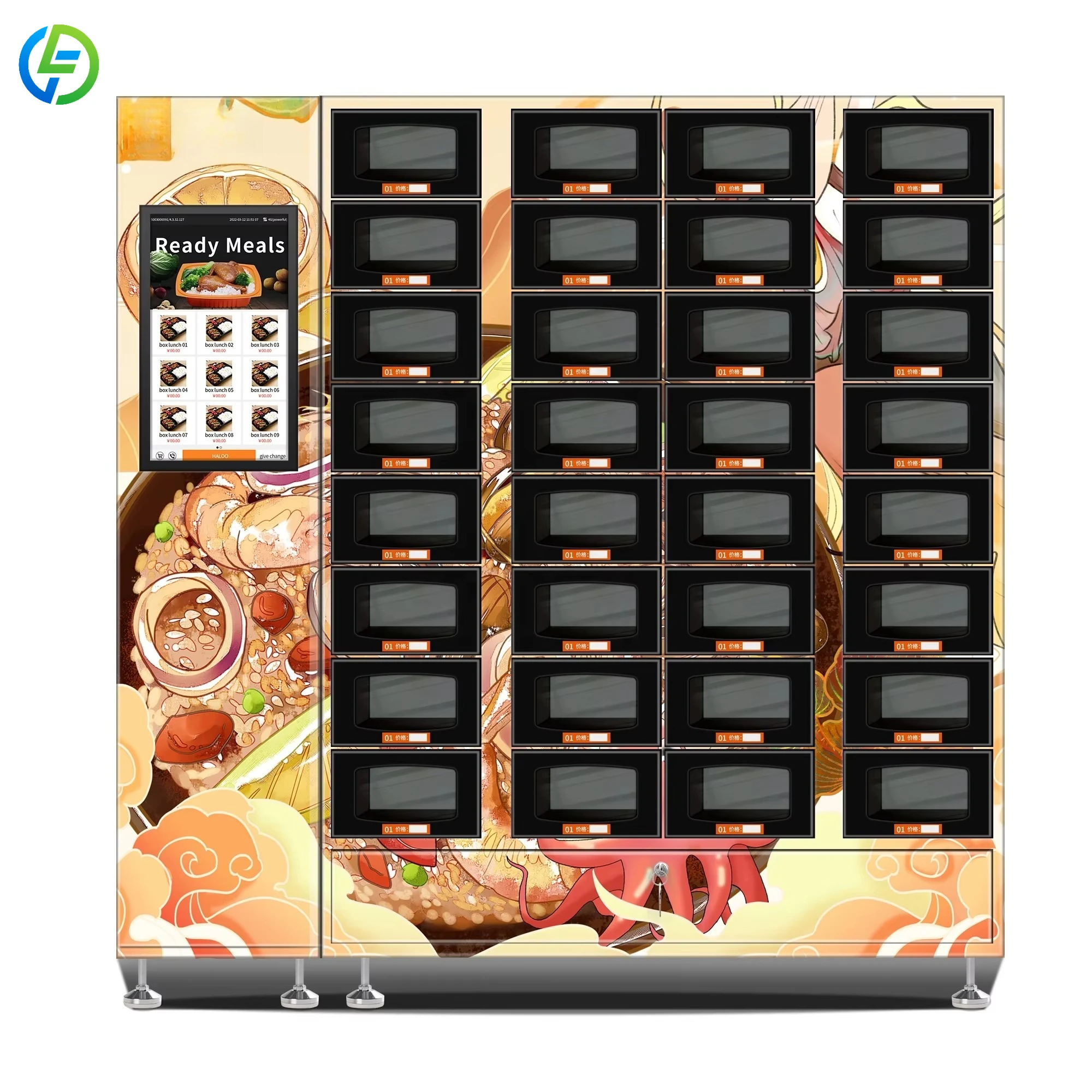 FL Customized 2026 New Hot Meal Vending Machine Thermal Heating Grid Cabinet Fast Food Holder Machine Display Vending Machine