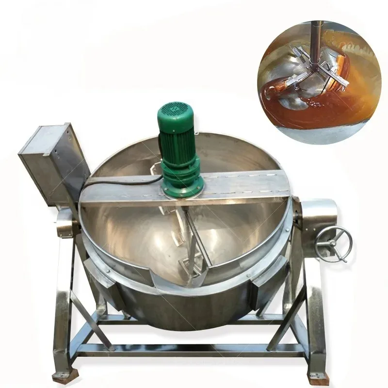 Olla de cocina Marmita tipo Industrial/vapor/eléctrico para hervidor con camisa de mermelada con mezclador