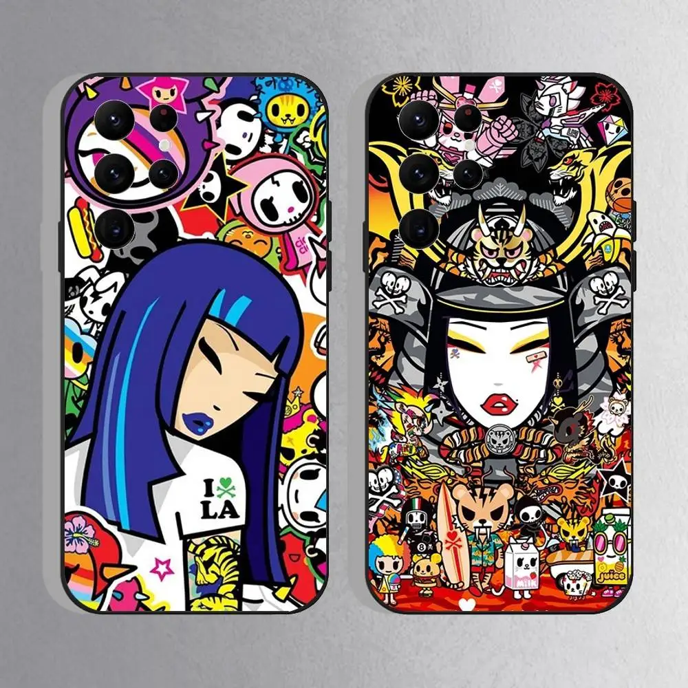 Japan T-Tokidokis Fashion Phone Case For Samsung S10,S21,FE,S21 ,S26,S25,S24,S23,Ultra,S9,S22,Plus Black Shockproof TPU