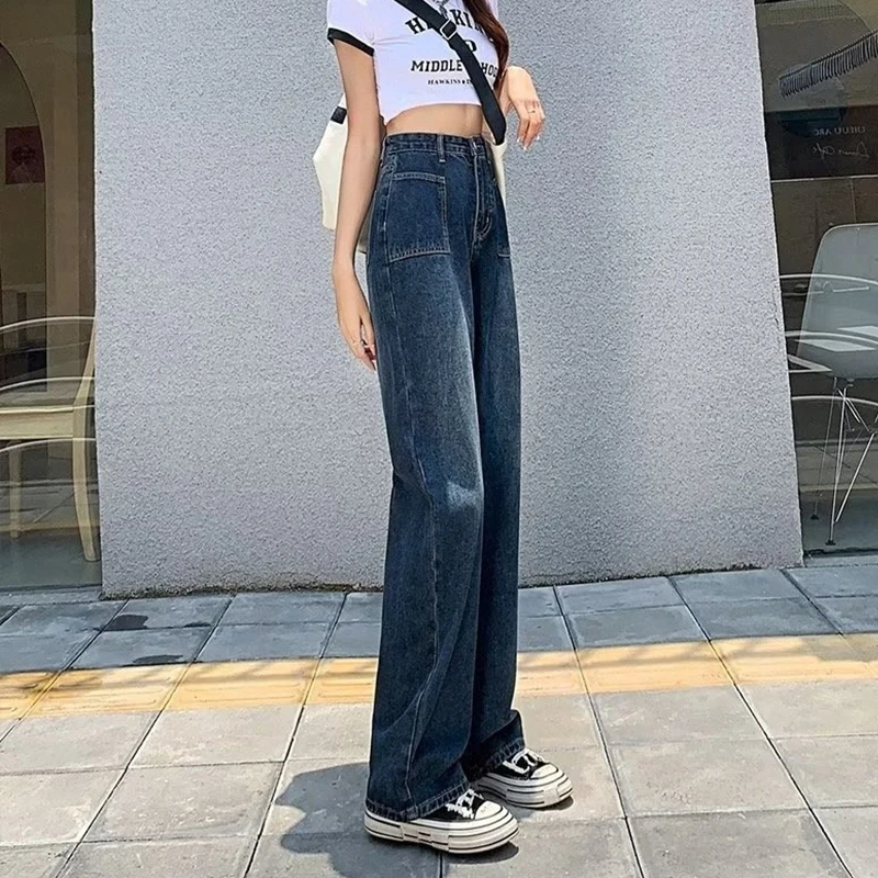 Straight Leg Jeans Women 2023 Korean Fashion Women's Pants Vintage Clothes Denim Female Clothing Streetwear Y2k Woman High Waist