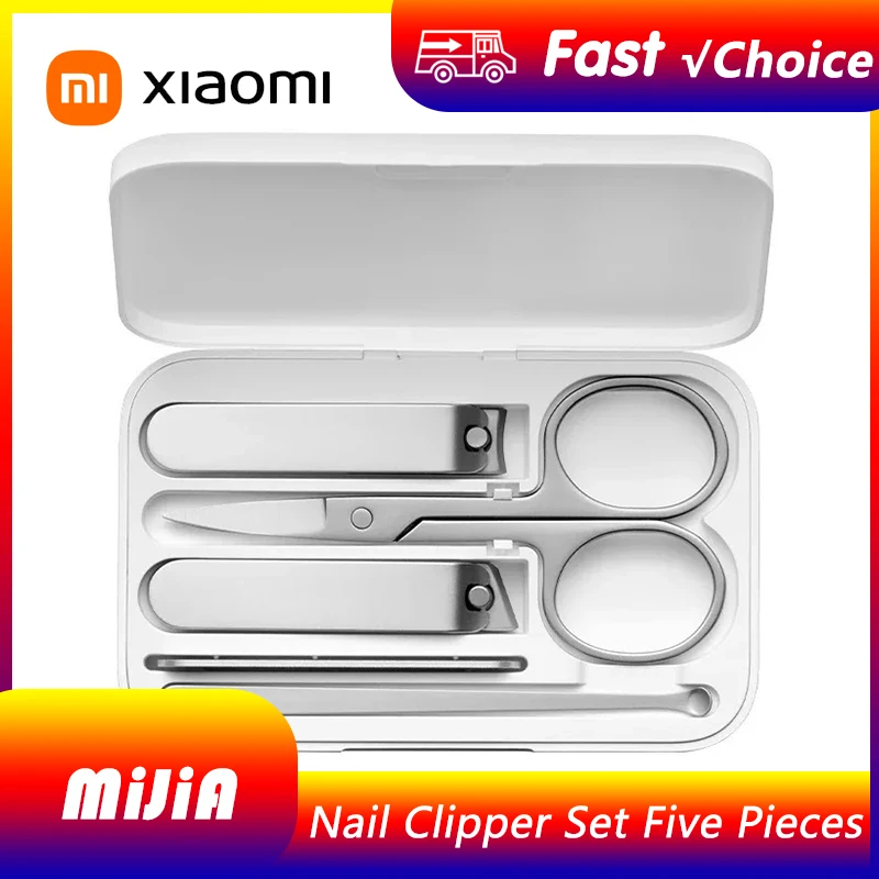 

XIAOMI Mijia кусачки для ногтей, набор из пяти предметов, белый, высококачественная, из нержавеющей стали, магнитное поглощение, простой портативный набор из пяти предметов