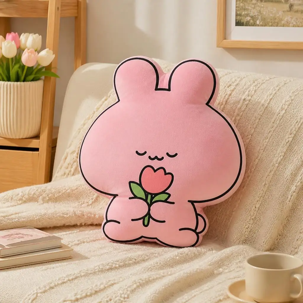 Asamimichans Holding Tulip Flower Art Shaped Pillow Cushion Irregular Stuffed Throw Pillows for Sofa Home Decoration Gift