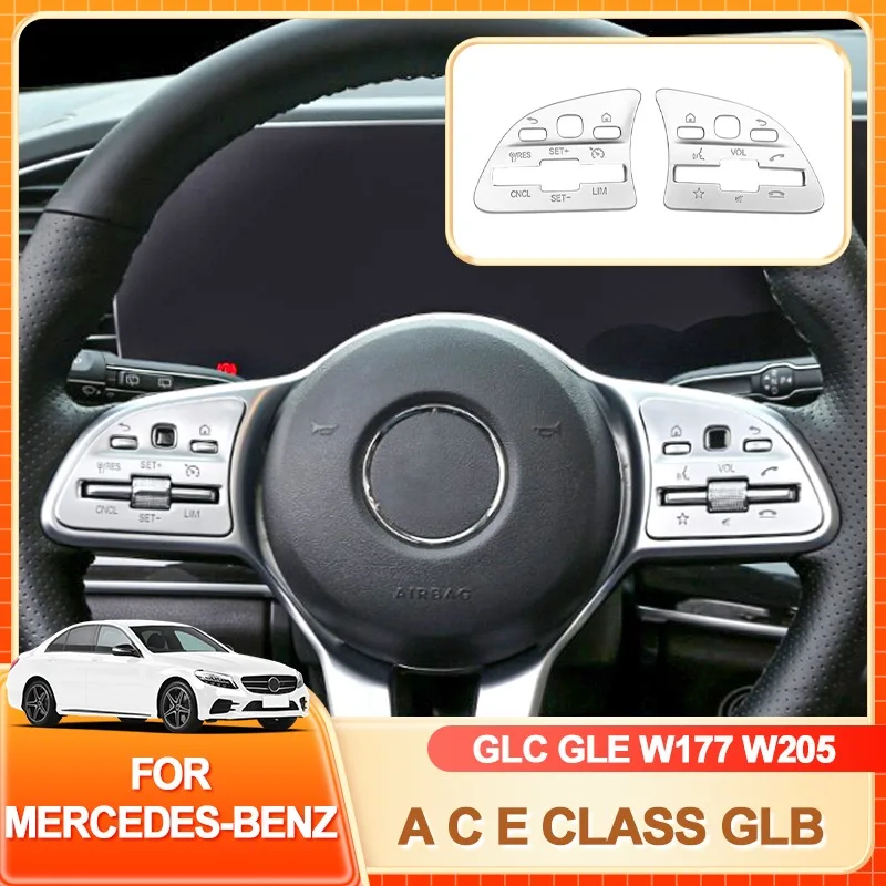 

Внутренние наклейки, 2 шт., ABS, автомобильный переключатель на руле, панель, накладка, отделка для Mercedes Benz A C E Class GLB GLC GLE W177 W205
