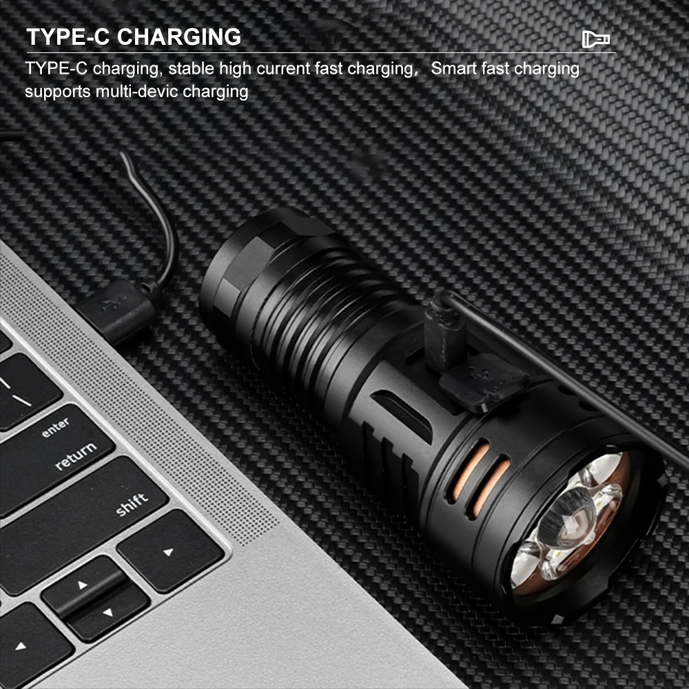 Asafee F71 EDC Flashlight Aluminum alloy LED Light High Power Torch Magnetic Tail Detachable Battery