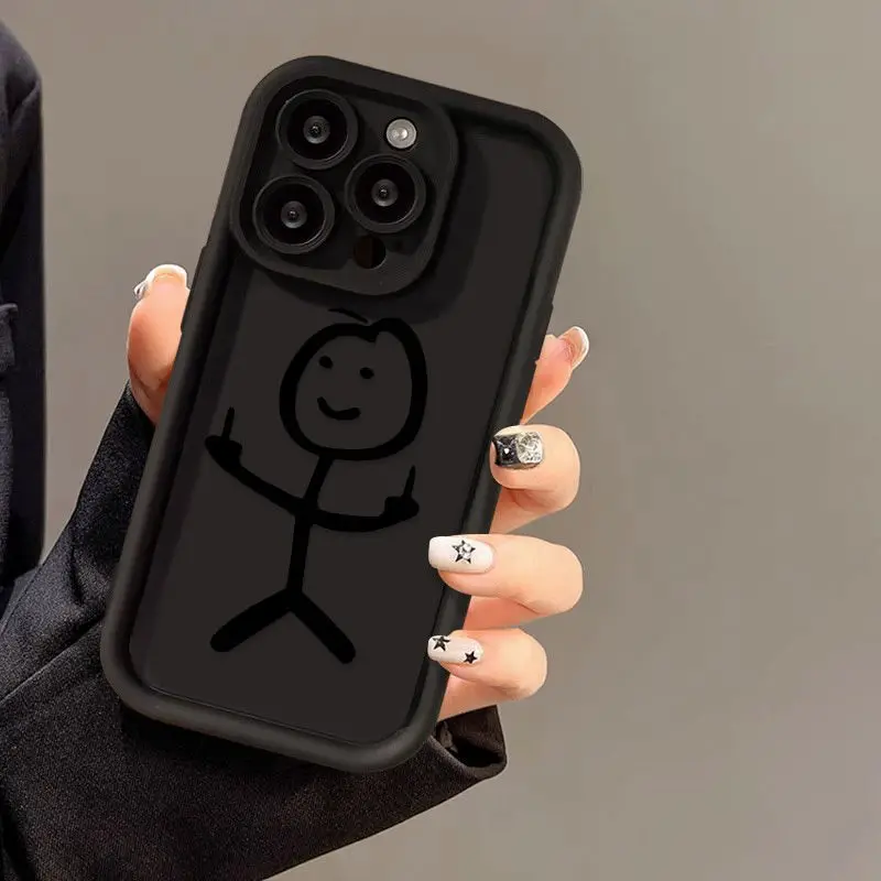 Cartoon Stickman Phone Case for iPhone 16 15 13 12 11 Pro Max 14Plus XS XR X 7 8 Plus SE Cover image 2