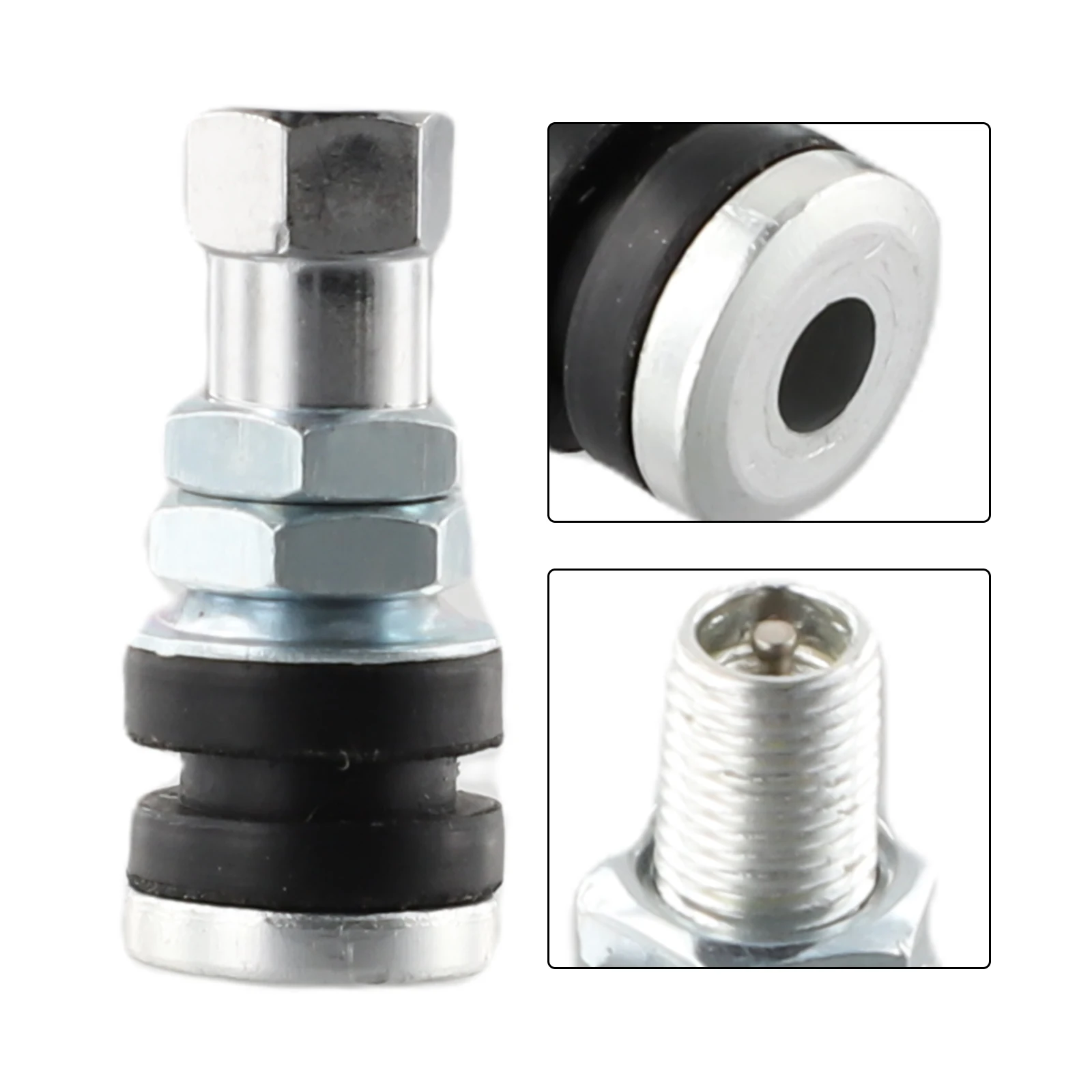 2Pcs Car Tire Valve Short Stems Tubeless Vacuum Tire Valve Stems Metal Silver Tire Valve Short Stems Auto Replacement Parts