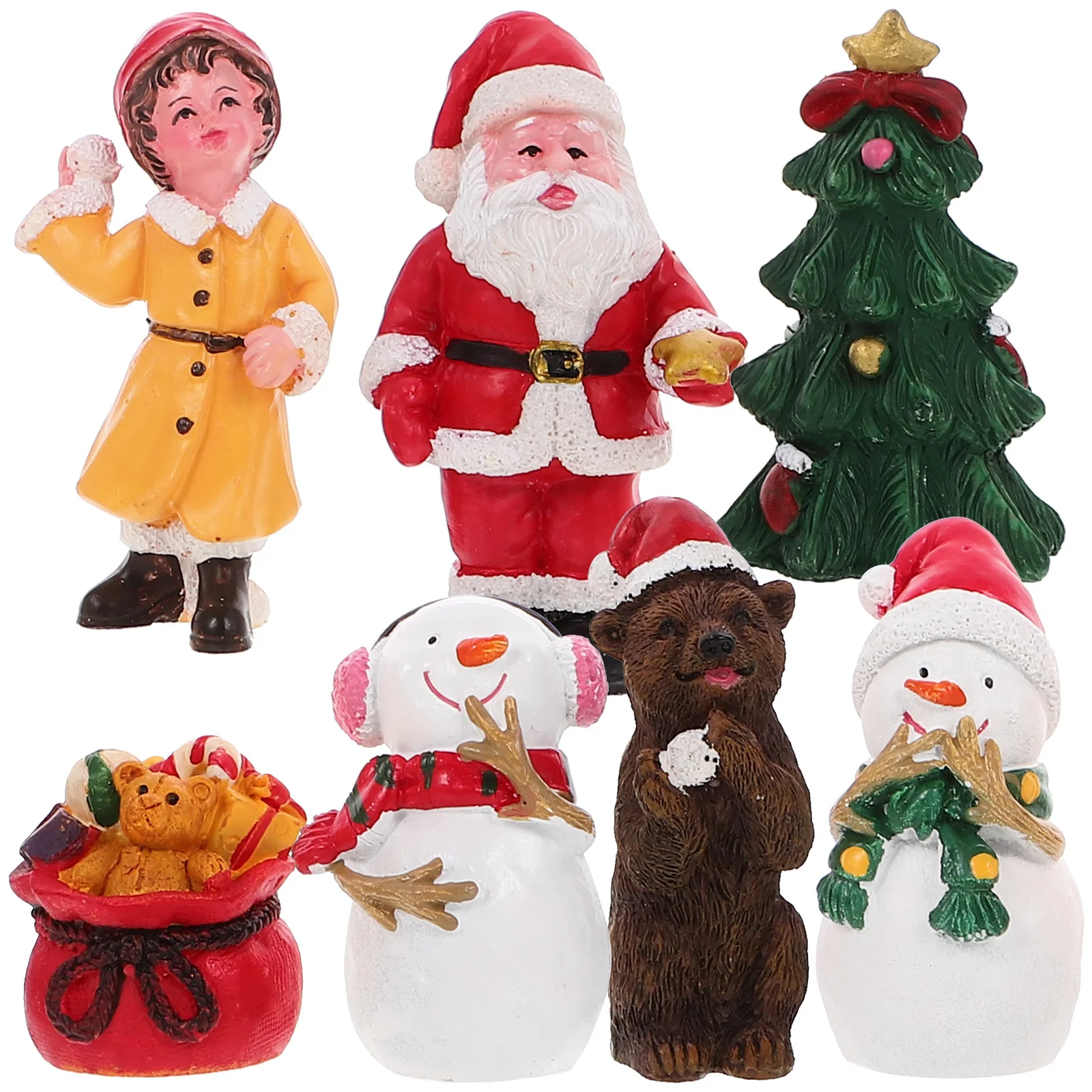 

1Set Resin Christmas Ornament Miniature Xmas Micro Landscape Statues Holiday Desktop Decoration Xmas Party Gifts
