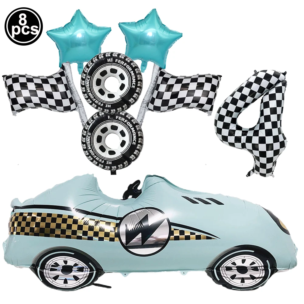 Große Cartoon Blau Racing Auto Nummer Digital Ballon Set Jungen Geburtstag Party Baby Dusche Rennwagen Party Decor Kinder Bevorzugung Geschenke – Detail 4