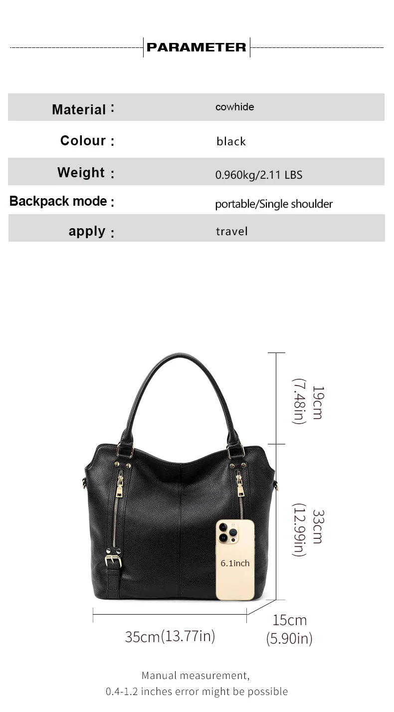 Echte Leder-Kamellien-Damenhandtasche mit abnehmbarem Schulterriemen, Einzel-Schultertasche mit großer Kapazität, abnehmbare Geldbörse aus Rindsleder – Detail 4