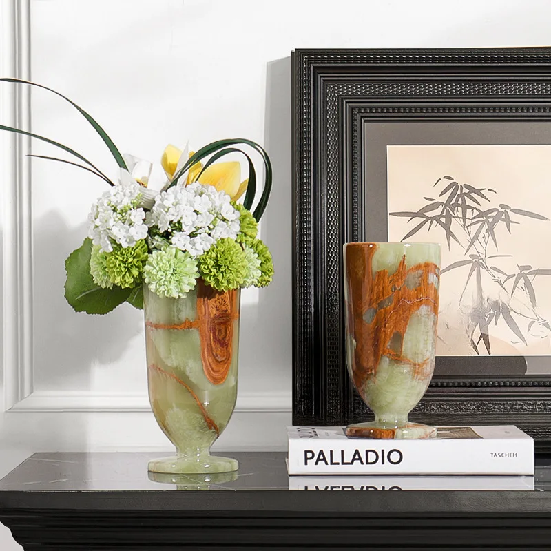 Medieval natural jade vase ornament model room sales office study niche high-end decoration ornament