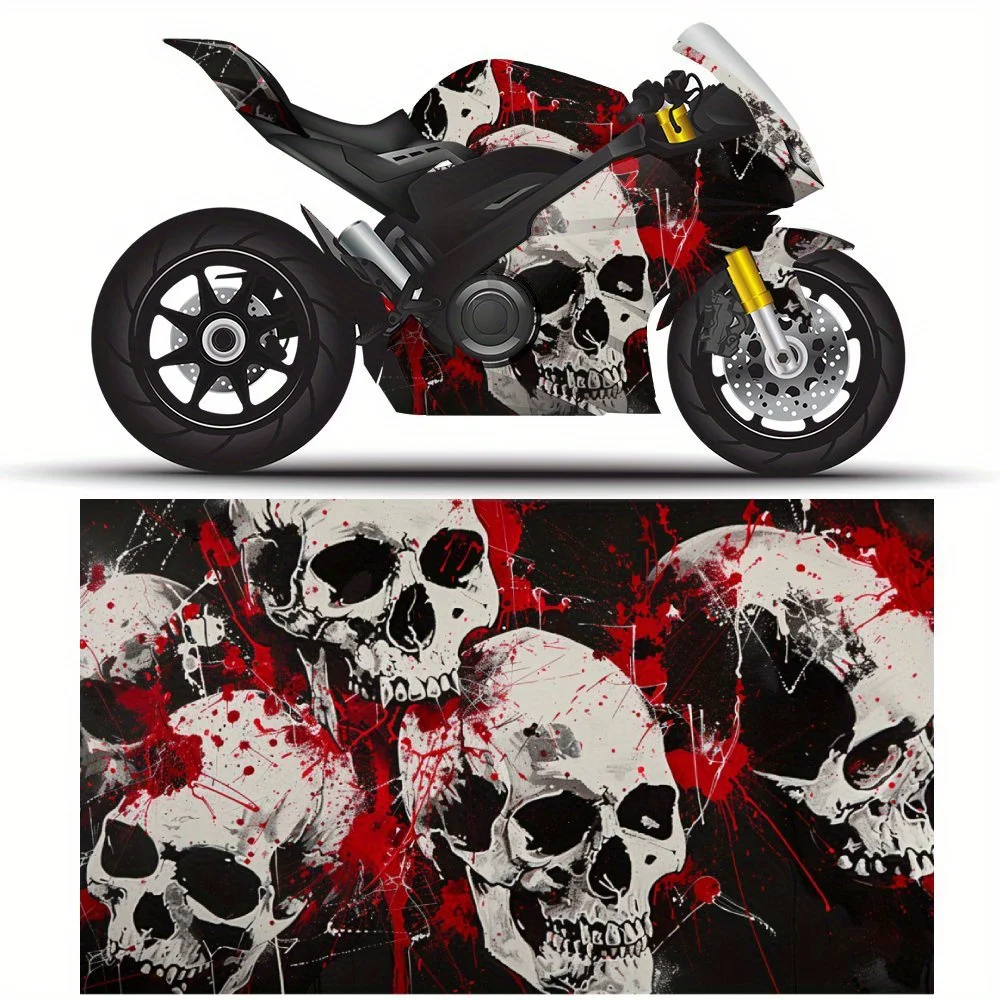 

2 PCS Motorcycle self-adhesive PVC sticker with Skull and Blood pattern, motorcycle body film, suitable for most motorcycles, Vi
