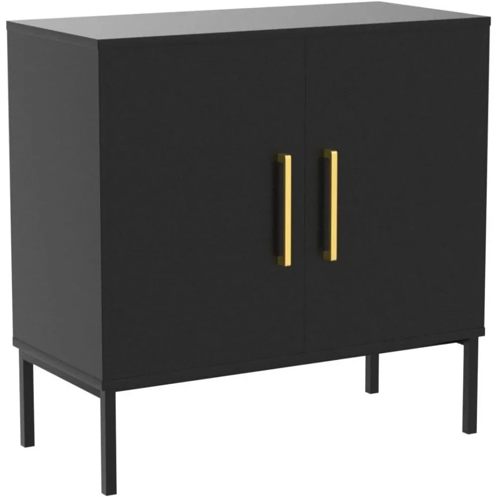 Buffet autoportant avec portes doubles, buffet en bois moderne, armoires latérales noires pour chambre à coucher, armoire de rangement