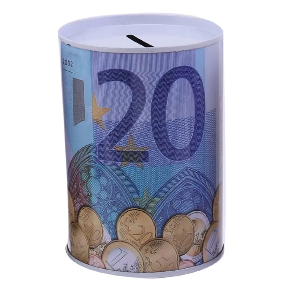 

Tinplate Creative Durable Euro Decorative Storage Box Coins Deposit Boxes Money Bank Money Box