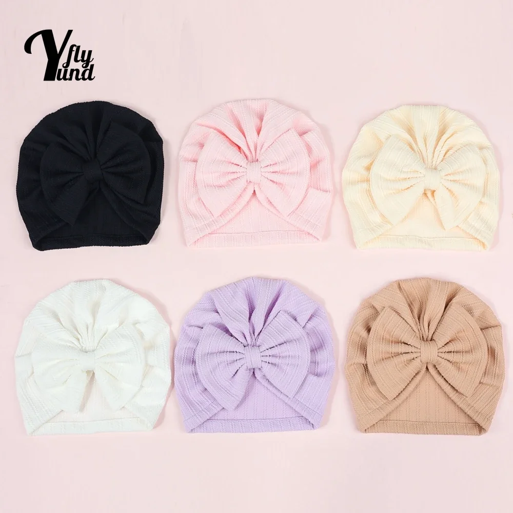 

Yundfly 1PCS Bows Baby Girls Hats Newborn Beanie Kids Toddler Infant Turban Caps Hair Accessories Photography Props Cute Gift