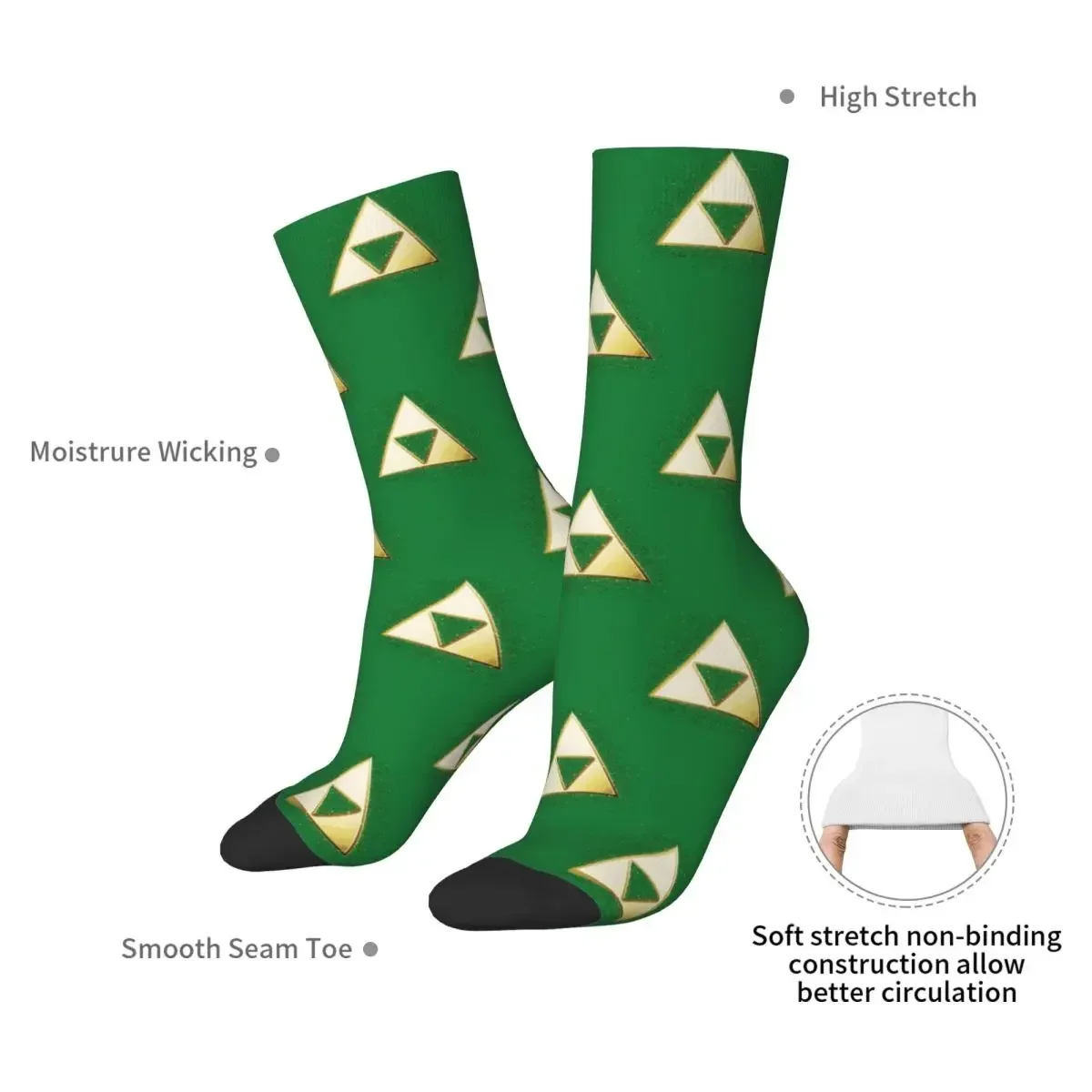 Gold Triforce Glitter Paint Splatter Socks Harajuku Stockings All Season Long Socks Accessories for Man's Woman's Christmas Gift