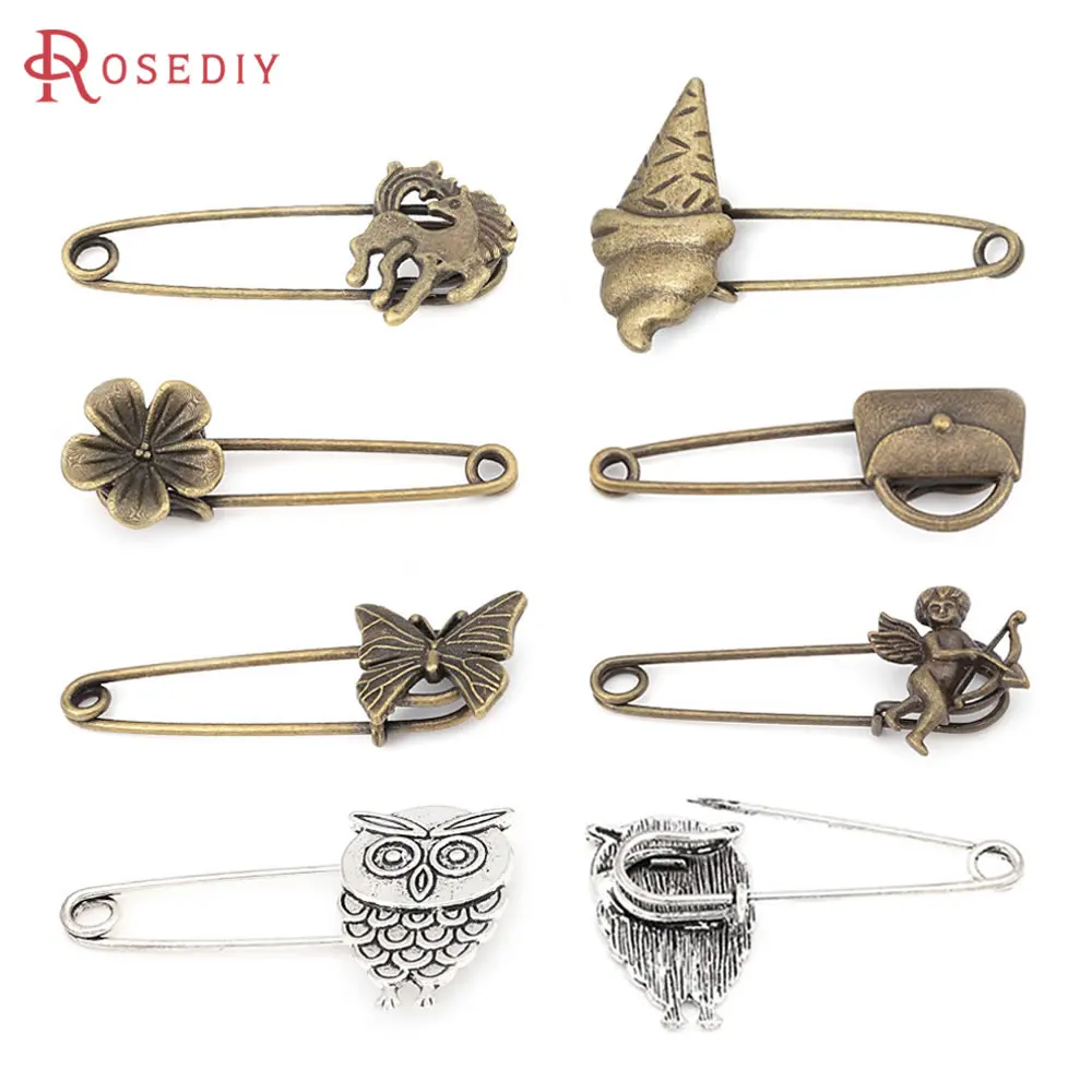 6PCS Antique Vintage style Bronze Alloy and Iron Brooch Base Brooch Pins Diy Jewelry Making Supplies Accessories for Women