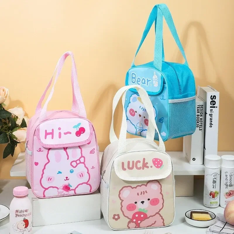 New Creative Student Dining Bag Heated Lunch Box Lightweight Bag Clam Shell Handbag Large Capacity Cute Cartoon Tote Bag