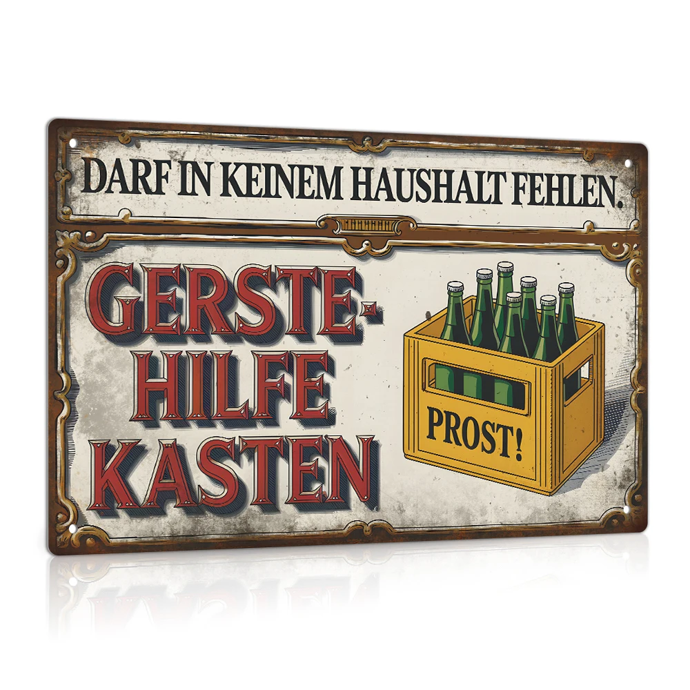 Putuo Decor 1pc German Vintage Metal Tin Sign, Wall Art Decor for Home Farmhouse Bar Pub Club Man Cave, Gift