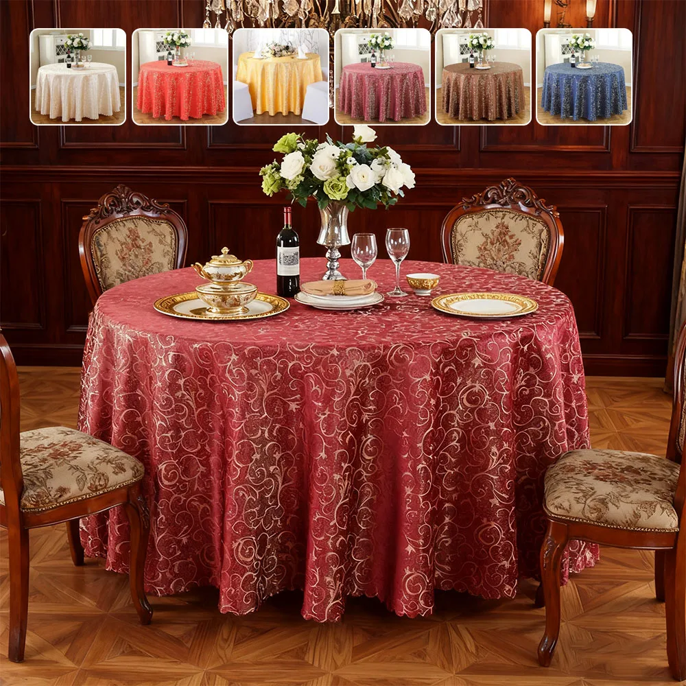 

Большие круглые чехлы для столов, скатерть для отеля и ресторана для столовой, устойчивая к пятнам прочная ткань, идеально подходит для домашнего декора для банкетов