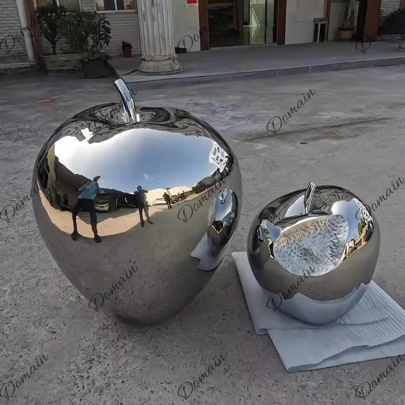 Stainless Steel Apple Sculpture Ornament, Lawn, Garden Park, Square Shop, Shopping Mall, Hotel, Art Ornaments