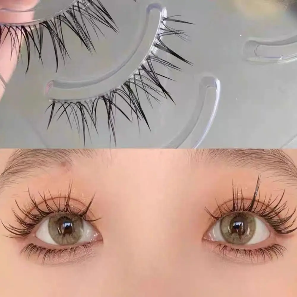 เกาหลีขนตาล่างโปร่งใส Stem ผู้หญิง Wispy ยาว Manga Lashes เครื่องมือแต่งหน้า Full Strip Eyelash Fairy ขนตาปลอม