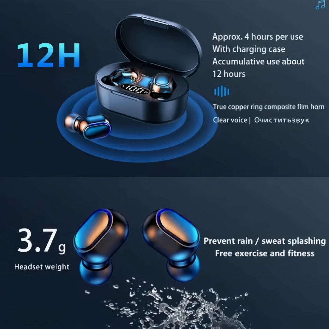 Original E7S Wireless Bluetooth Headset with Mic LED Display Earbuds for iPhone Xiaomi TWS Earphone Bluetooth Headphones earbuds