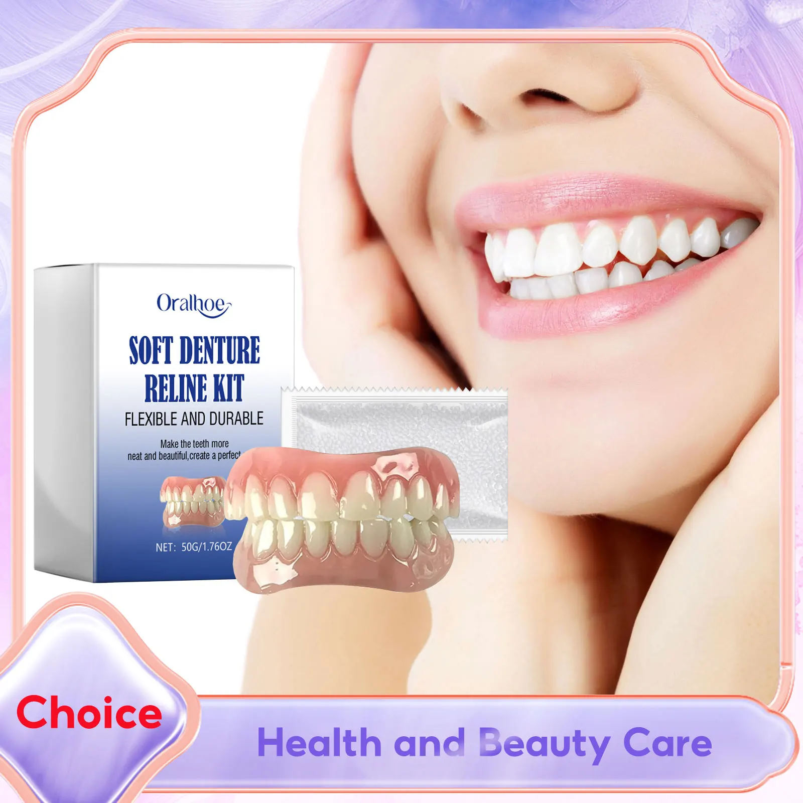 Silicone Denture Set Fit Temporary Orthodontic Fake False Tooth Upper Lower Veneers Dentures Simulation Braces Teeth Filling Kit