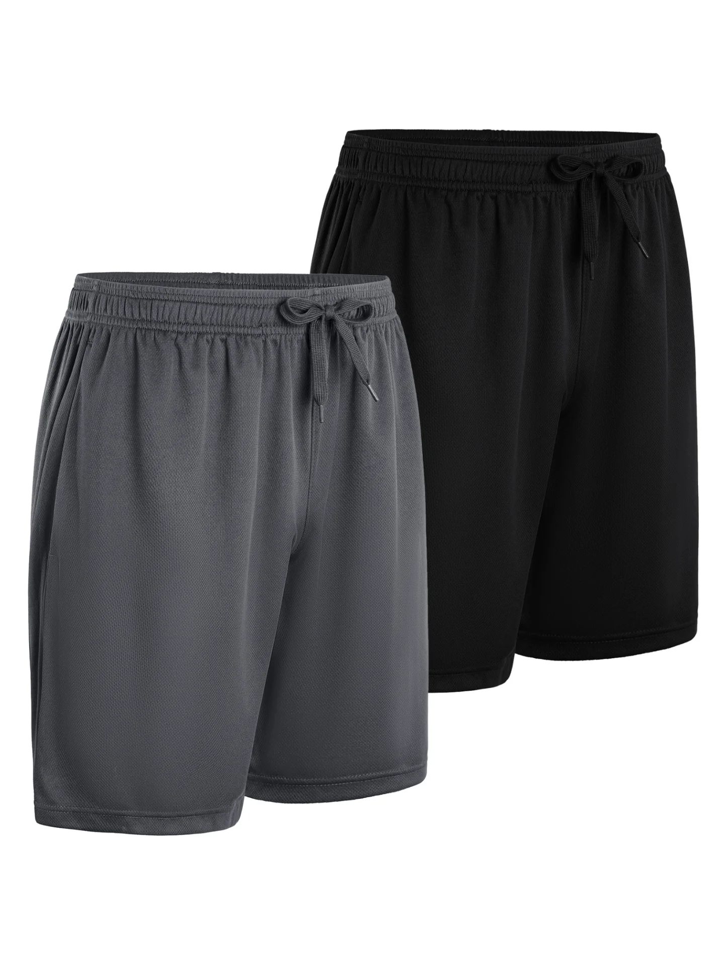 2-teilige Herren-Sportshorts aus Polyester, schnell trocknend, geeignet für Sport und Fitness, Laufshorts