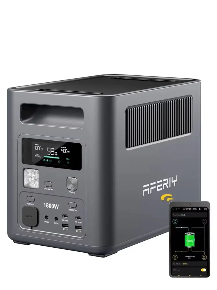 AFERIY P180 Tragbare Powerstation 1800W Ausgangsleistung 1024Wh LiFePO4-Batterie für Outdoor-Camping und Reisen Mobile Powerbank