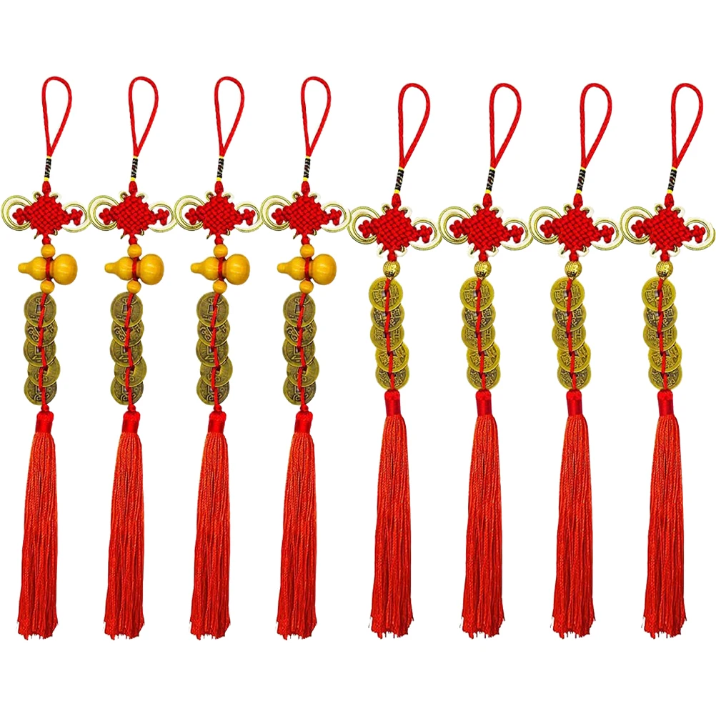 

8pcs Chinese Knot Tassel Ornament Hanging Pendant New Year Decoration Spring Festival Decor Wall Interior Pendant Bonsai Hanging