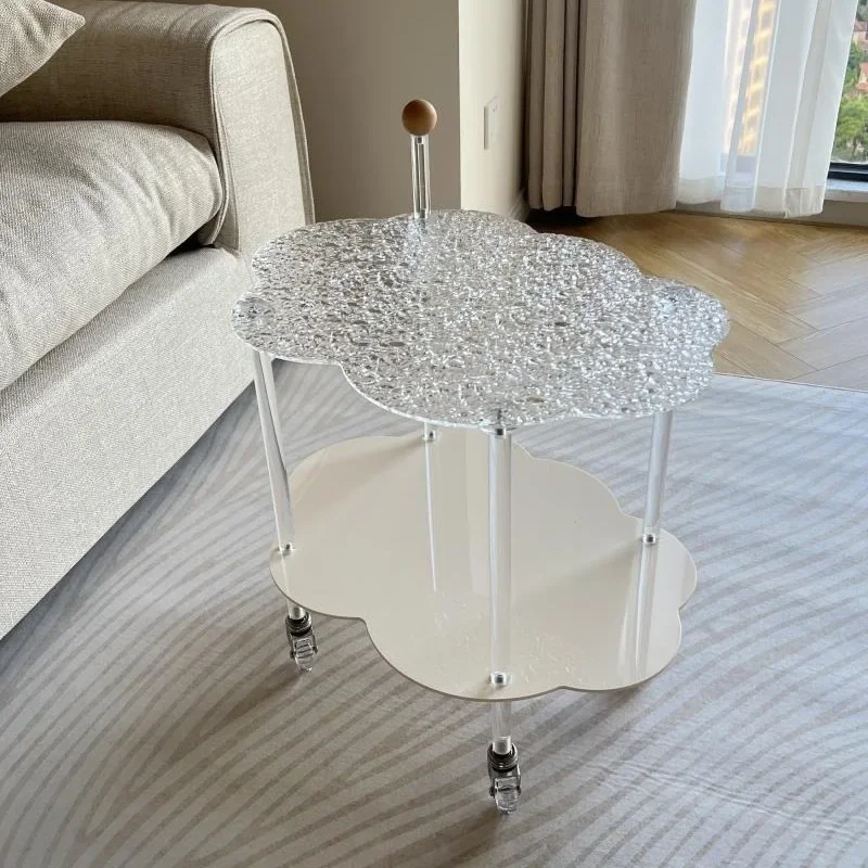 Living room sofa small side double-layer storage simple movable trolley storage