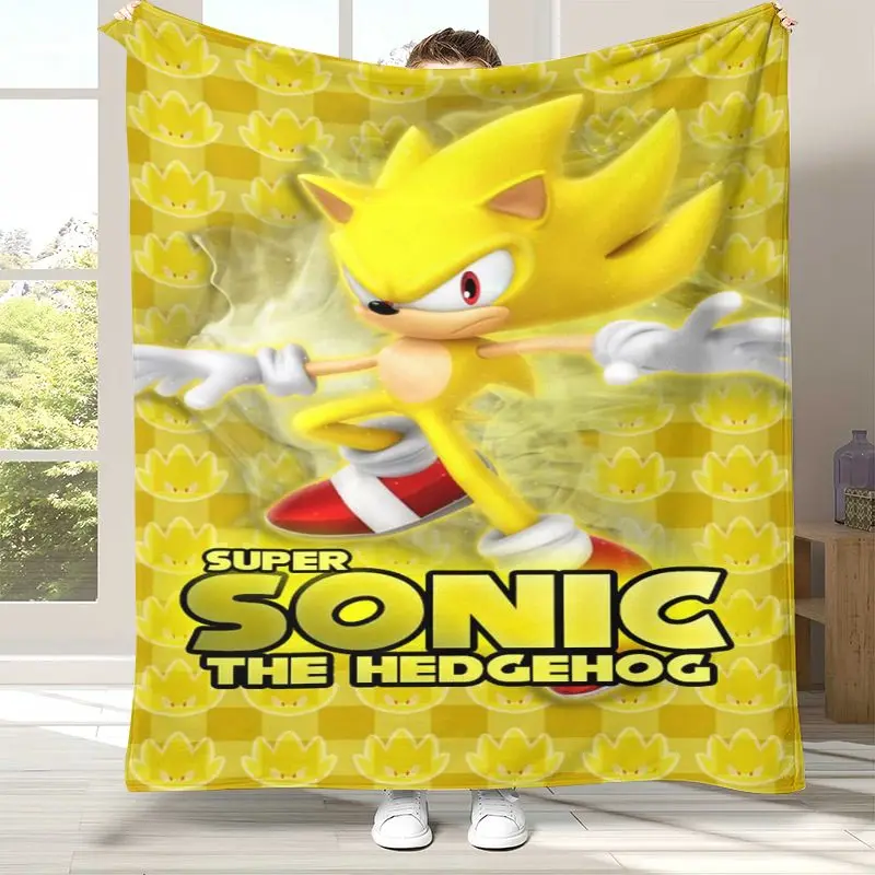 Cartoon S-Sonic Rings K-Knuckles Game Flannel Throw Blanket,Cozy Warm Blanket for Bed,Sofa,Living Room,Picnic,Camping,Home Decor
