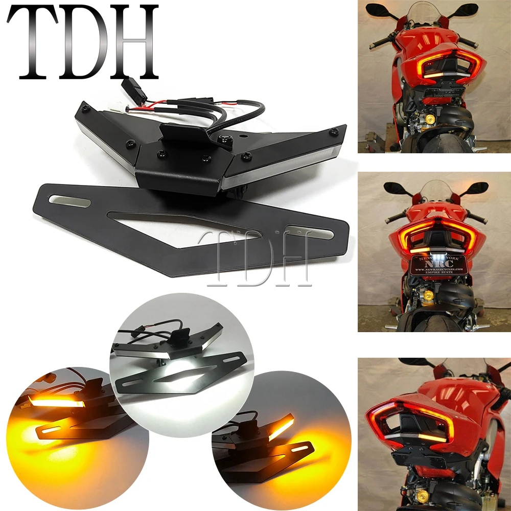 Tail Tidy Fender Eliminator Motorcycle Turn Signals Light License Plate Holder Integrated For Ducati Streetfighter V4 V4S V2 20+