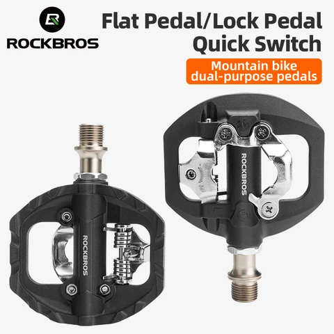 Rockbros pedais de bicicleta com rolamento selado, à prova d'água, antiderrapante, grampo plano, nylon, peça única, pedais de ciclismo spd, acessórios de bicicleta de estrada
