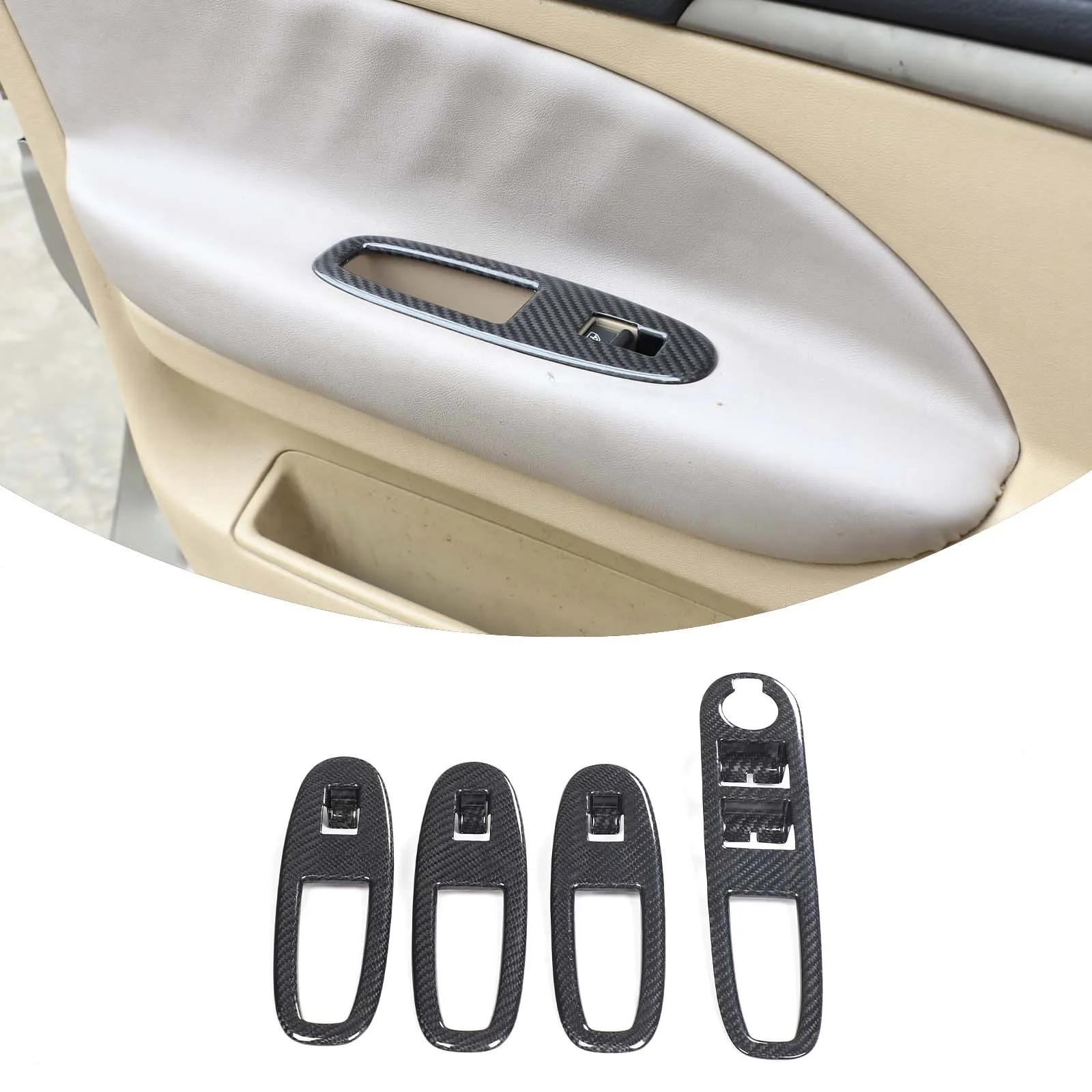 For Alfa Romeo 159 Brera Spider 2004-2011 Real Carbon Fiber Car Glass Lift Frame Decorative Sticker Car Interior Accessories